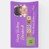 Birthday om het even welke leeftijd voeg fotonaam  spandoek (Verticaal)