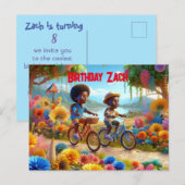 Birthday on a Bike Uitnodiging Briefkaart (Voorkant / Achterkant)