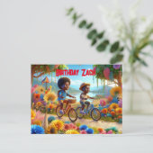 Birthday on a Bike Uitnodiging Briefkaart (Staand voorkant)