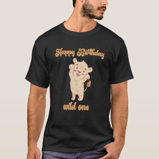 Birthday One Wild Lion Animals Celebration Boy Gir T-shirt (Voorkant)