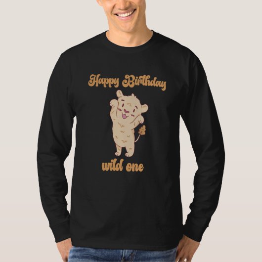 Birthday One Wild Lion Animals Celebration Boy Gir T-shirt (Voorkant)
