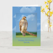 Birthday, oom, Rough Legged Hawk Bird Kaart (Gele Bloem)