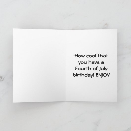 **BIRTHDAY** OP DE **4th VAN JULI** E N J O Y!! Kaart (Binnen)