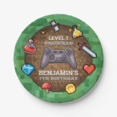 Birthday op het niveau van videospelcontroller papieren bordje (Voorkant)