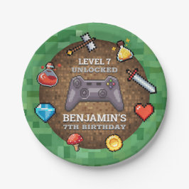 Birthday op het niveau van videospelcontroller papieren bordje