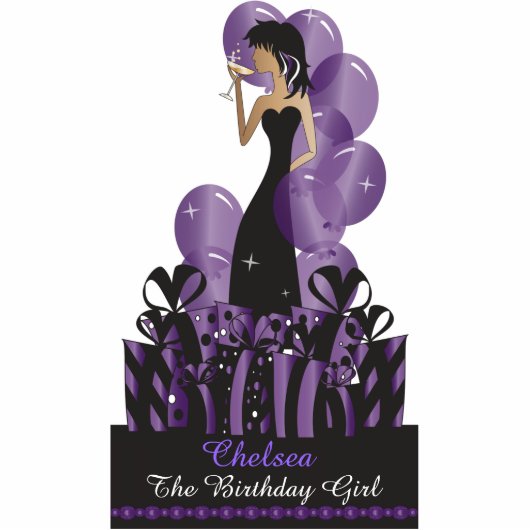 Birthday or Bachelorette Diva Princess | Purple Staand Fotobeeldje (Voorkant)