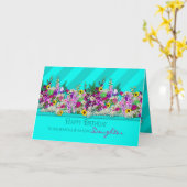 Birthday OUR Daughter, Garden Flowers, Aqua Stripe Kaart (Gele Bloem)