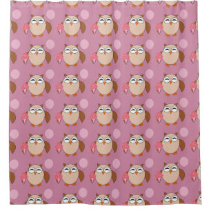 Birthday Owl Shower Curtain Douchegordijn