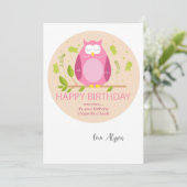 Birthday Owl Wenskaart Kaart (Staand voorkant)