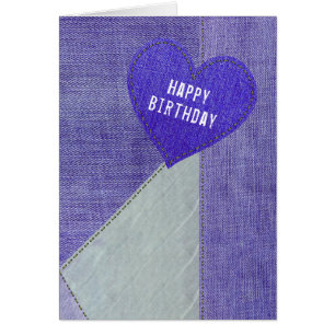 Birthday Paars Denim Heart
