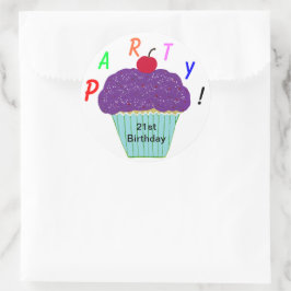 Birthday Paars Frosting Vanilla Cupcake Ronde Sticker