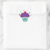 Birthday Paars Frosting Vanilla Cupcake Ronde Sticker (Tas)