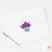 Birthday Paars Frosting Vanilla Cupcake Ronde Sticker (Envelop)