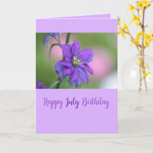 Birthday Paars Larkspur Birth Montage Flower Kaart