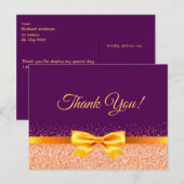 Birthday paars roos goudbok Dank je wel Briefkaart (Voorkant / Achterkant)