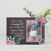 Birthday Paars roze ventilator Fotokrijuitnodiging Kaart (Staand voorkant)