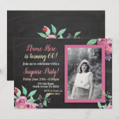 Birthday Paars roze ventilator Fotokrijuitnodiging Kaart (Voorkant / Achterkant)