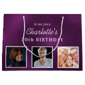 Birthday paarse aangepast fotomonogram groot cadeauzakje (Voorkant)