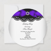 Birthday Paarse Black White Lace Diamond Top Kaart (Achterkant)
