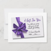 Birthday Paarse Bow-kaartje Feestdagenkaart (Voorkant)