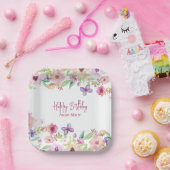 Birthday Paarse Butterfly Personalized Papieren Bordje (Feest)