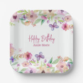 Birthday Paarse Butterfly Personalized Papieren Bordje (Voorkant)