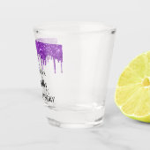 Birthday paarse glitter drift name shot glas (Rechts)