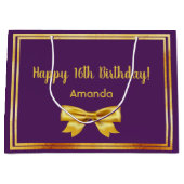 Birthday paarse goudelegante boegnaam groot cadeauzakje (Voorkant)