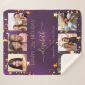 Birthday paarse goudvrienden foto collage sherpa deken (Voorkant (horizontaal))