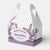 Birthday Paarse Irises met Black White Polka dots Bedankdoosjes (Voorkant Zijde)