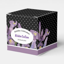 Birthday Paarse Irises met Black White Polka dots