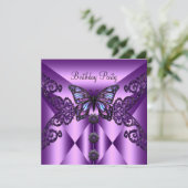 Birthday Paarse Lila vlinder Kaart (Staand voorkant)