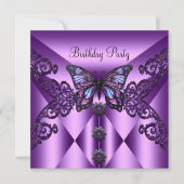 Birthday Paarse Lila vlinder Kaart (Voorkant)