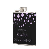 Birthday paarse monogram zwarte diamanten heupfles (Links)