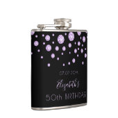 Birthday paarse monogram zwarte diamanten heupfles (Rechts)