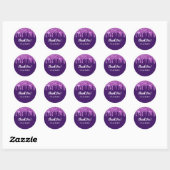 Birthday paarse roze glitter drip favoriet ronde sticker (Vel)