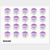 Birthday paarse roze glitter drip favoriet ronde sticker (Vel)