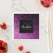 Birthday paarse roze glitter monogram luxe servet (Insitu)