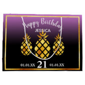 Birthday paarse roze zwarte anananasappelnaam groot cadeauzakje (Achterkant)