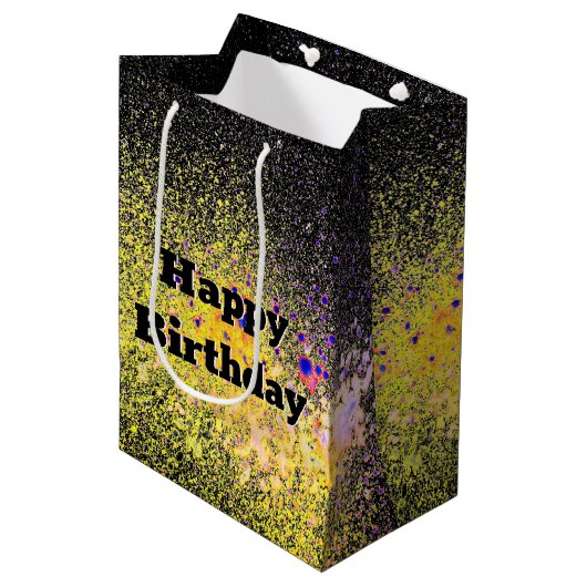 Birthday Paint Spray Abstract Medium Cadeauzakje (Voorkant Gekanteld)