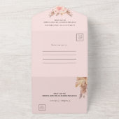 Birthday pampas blush roze buteflies florals RSVP All In One Uitnodiging (Buitenkant)