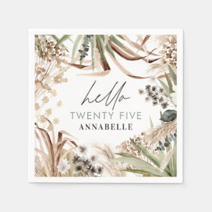 Birthday pampas eucalyptus modern boho party paper servet