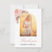 Birthday pampas gras blush florals foto bedankkaart (Voorkant)