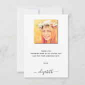 Birthday pampas gras blush florals foto bedankkaart (Achterkant)