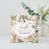 Birthday pampas gras eucalyptus moderne sonde groe kaart (Staand voorkant)