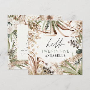 Birthday pampas gras eucalyptus moderne sonde groe kaart