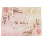 Birthday pampas gras goudroze roos floraal groot cadeauzakje (Voorkant)
