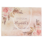 Birthday pampas gras goudroze roos floraal groot cadeauzakje (Achterkant)