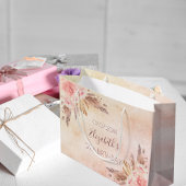 Birthday pampas gras goudroze roos floraal groot cadeauzakje