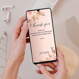 Birthday pampas gras roos dank u kaart